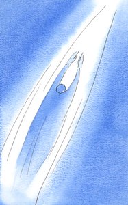 I bön kan vi sväva som en pil mot Gud, 2002 (w/c på papper) av Elizabeth Wang