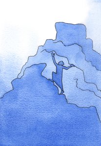 I det andliga livet måste alla som slutar klättra, och väljer att stanna där de är, fortfarande slutföra klättringen efter döden, om de skulle komma in i himlen, 2002 (w/c på papper) av Elizabeth Wang