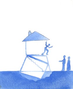 Det kan hända att oskyldiga människor drabbas av oväntade övergrepp av någon som de aldrig har skadat; de försöker faktiskt hjälpa, 2004 (akvarell på papper) av Elizabeth Wang