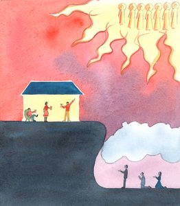 Det är en orsak till sorg att många människor aldrig ber för de heliga själarna i skärselden - bland vilka kan vara deras egna vänner och släktingar, 2003 (w/c på papper) av Elizabeth Wang