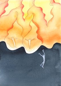 Det är en tragedi att vissa föräldrar eller makar, genom försummelse eller cynism, gör lite för att uppmuntra till tro på dem som står dem nära, 2003 (w/c på papper) av Elizabeth Wang
