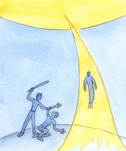Det är den Helige Ande, Kärlekens Ande, som bär själar till himlen när vi dör, 2004 (w/c på papper) av Elizabeth Wang