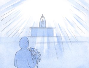 Det verkade som om vi bär armar av pärlor och rubiner, för Gud Fadern: Jesus är vårt tack, lov, gottgörelse och vädjan., 2000 (w/c på papper) av Elizabeth Wang
