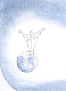 Jesus Kristus är vår överstepräst som går i förbön för oss till Fadern vid varje mässa, 2000 (w/c på papper) av Elizabeth Wang