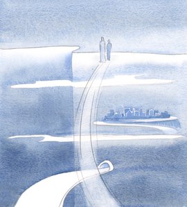 Jesus håller oss överallt, 2000 (w/c på papper) av Elizabeth Wang