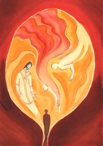 Jesus, vår överstepräst, drar oss genom den helige Ande in i Faderns kärlek, 2003 (w/c på papper) av Elizabeth Wang