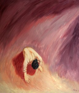 Jesus bad i ångest till sin himmelske Fader i Getsemane trädgård, 2000 (olja ombord) av Elizabeth Wang