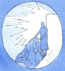 Precis som en gammal rock ger bevis på slitage och skador, så kommer mitt liv att vittna om slit och kaos, och triumf, 2003 (w/c på papper) av Elizabeth Wang