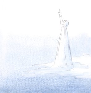 Maria sträckte upp sin hand i bön till Fadern, som uppfyller hennes hjärtas minsta önskan., 2001 (w/c på papper) av Elizabeth Wang
