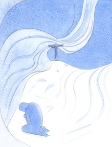 Ingen ond kraft kan göra om det som Kristus gör genom att han offra sitt heliga offer. En som håller fast vid korset har hopp, 2001 (w/c på papper) av Elizabeth Wang