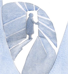 En dag visade jag Kristus mina sanna hemliga tankar. Han föraktade inte sådana små elände, utan belönade mig för min ärlighet om den sanningen., 2001 (w/c på papper) av Elizabeth Wang