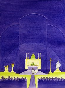 Våra kyrkor är heliga platser invigda för bön och tillbedjan, 2006 (w/c på papper) av Elizabeth Wang