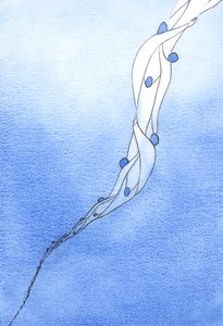 Våra förböner för de heliga själarna i skärselden, i Jesu namn, är som ett rep som drar dem mot himlen, 2002 (w/c på papper) av Elizabeth Wang