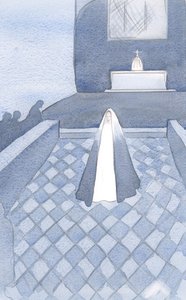 Hon som är ren som Kristus stod bland dessa dominikanerbröder i Oxford som lever för sin son, bundna av sina trefaldiga löften, 2000 (w/c på papper) av Elizabeth Wang