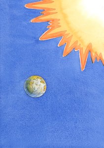 Eftersom Gud har stigit ner från himlen till jorden, för att ödmjuka sig, för att rädda oss, borde vi inte visa respektlöshet genom att missa mässan eller ignorera hans närvaro i det heliga sakramentet., 2004 (w/c på papper) av Elizabeth Wang