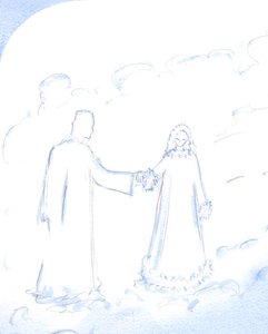 Snö, förklarade Kristus, är en bra symbol för den strålande renheten hos hans obefläckade mor, som han så älskar, 2002 (w/c på papper) av Elizabeth Wang