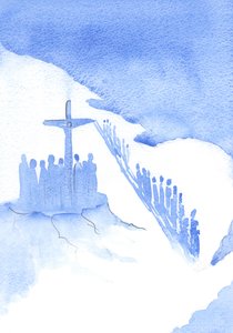 Vissa vänder ryggen till och ignorerar det arbete som Kristus gör för deras frälsning; de visar sin likgiltighet för His Sacrifice, 2002 (w/c på papper) av Elizabeth Wang