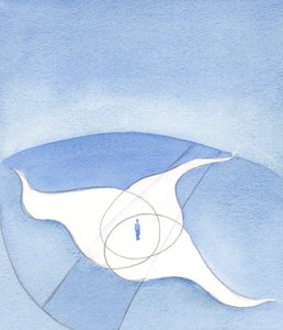 De gudomliga personerna är som tre lågor i en eld, vars närvaro och skydd omsluter oss på vår jordiska resa, 2001 (w/c på papper)