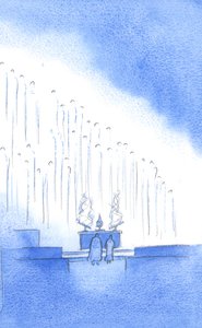The Divine Praises: Vid den heliga timmen, som vi sa: "Välsignad vare Gud i sina änglar och i sina heliga?" - de var med oss, i tusental, 2002 (w/c på papper) av Elizabeth Wang