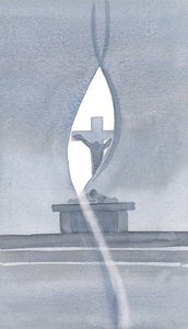 Den Helige Ande genomborrar slöjan vid den heliga mässan och uppenbarar för oss mysteriet med Kristi lidanden., 2000 (w/c på papper) av Elizabeth Wang