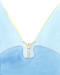 Den bästa medlaren för män i knipa är en annan man, 2002 (w/c på papper) av Elizabeth Wang