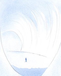 Själens mörka, röriga grotta blev en kammare med högt i tak, vacker som en pärla, glänsande., 2001 (w/c på papper) av Elizabeth Wang