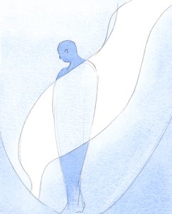 Den Helige Andes härliga dygder strömmar över och genom den person som inbjuder honom att utföra sitt verk inombords, 2002 (w/c på papper) av Elizabeth Wang