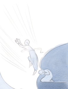 Den inre världen inom själen som vi går in i genom bön är större än det fysiska universum där vi tillfälligt är instängda, 2000 (w/c på papper) av Elizabeth Wang