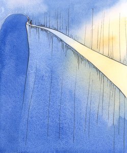 Trons resa leder till ljus och glädje, men vi måste akta oss för att inte falla in i mörkret genom slarv eller stolthet , 2004 (w/c på papper) av Elizabeth Wang