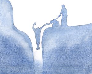 Ju fastare vi håller fast vid Kristus, desto säkrare kan vi hjälpa andra genom våra ansträngningar, i förbön och handling, 2000 (w/c på papper) av Elizabeth Wang