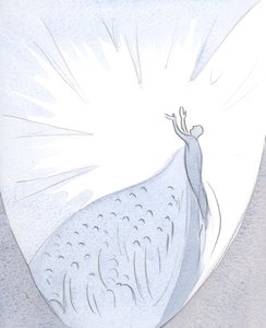 Den som samtycker (genom självförnekelse) att sväva till Fadern, förenad med Kristus i hans bön, drar in i själen alla sina älskade., 2001 (w/c på papper) av Elizabeth Wang