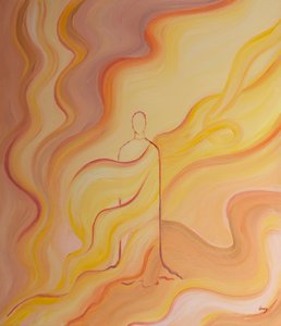 Guds kärleks renande eld berör oss genom mänskligheten Kristus, vår Frälsare, 2001 (olja ombord) av Elizabeth Wang