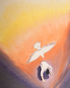 Samma Ande som tröstade Kristus i Getsemane kan trösta oss, 2002 (olja ombord) av Elizabeth Wang