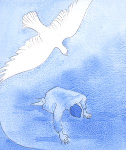 Samma Ande som tröstade Kristus i Getsemane kan trösta oss, 2002 (w/c på papper) av Elizabeth Wang
