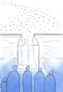 Tabernaklet är som en korridor till himlen där vi kan möta Kristus och hans helgon och förbereda oss för himlen vid livets slut, 2002 (w/c på papper) av Elizabeth Wang