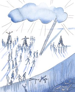 Det finns väldigt många välmenande människor som erbjuder massorna olika idéer om Gud, 2004 (w/c på papper) av Elizabeth Wang