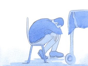 Detta är vad vi ser i en ömhjärtad blick: sorg, kärlek och sorg för en annan i nöd, som kallar från oss praktisk hjälp och mild tröst, 2002 (w/c på papper) av Elizabeth Wang