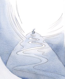 Genom Kristi offer berör vi toppen av vårt liv i en bön före himlen., 2001 (w/c på papper) av Elizabeth Wang