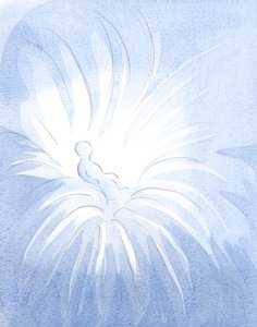 Genom dopet hälls Gudomligt liv i ett barns hjärta och sprider sig till andra, 2001 (w/c på papper) av Elizabeth Wang