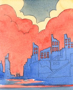 Krig kan äventyra eller korrumpera kämparna, 2004 (w/c på papper) av Elizabeth Wang