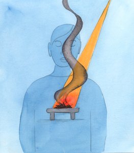Vi förbereder våra hjärtan, att offra ett heligt offer till Gud i bön, genom att göra bot för våra synder, 2000 (w/c på papper) av Elizabeth Wang
