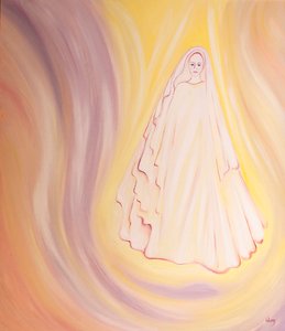 Vi bör hålla oss nära Maria som är vår himmelska Moder och som njuter av att hjälpa dem som tror på hennes son, 2001 (olja ombord) av Elizabeth Wang