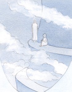 Vi måste också vänta ibland, tills vi ser Kristus och hans vilja tydligare, 2000 (w/c på papper) av Elizabeth Wang