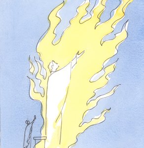 Närhelst det heliga offret frambärs från vårt altare, prisar Kristus som är närvarande i sakramental form Fadern i den Helige Andes eldiga kärlek, 2003 (w/c på papper) av Elizabeth Wang