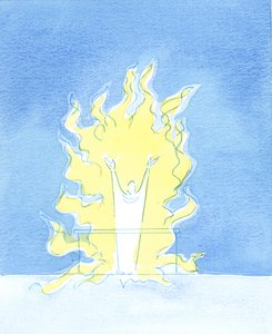Närhelst det heliga offret frambärs från vårt altare, prisar Kristus som är närvarande i sakramental form Fadern i den Helige Andes eldiga kärlek, 2003 (w/c på papper) av Elizabeth Wang