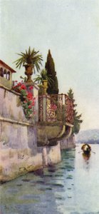 En balkong (litho i färg) av Ella Du Cane