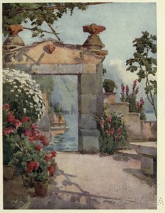 En dörröppning vid Varenna, Lago di Como, Illustration från "De italienska sjöarna" av Richard Bagot
