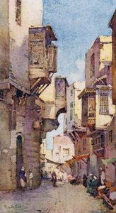 En gammal gata i Kairo (färg litho) av Ella Du Cane