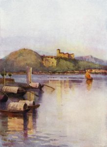 Angera, Lago Maggiore (färg litho) av Ella Du Cane