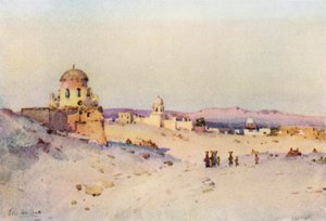 Arabisk kyrkogård, Assuan (färg litho) av Ella Du Cane